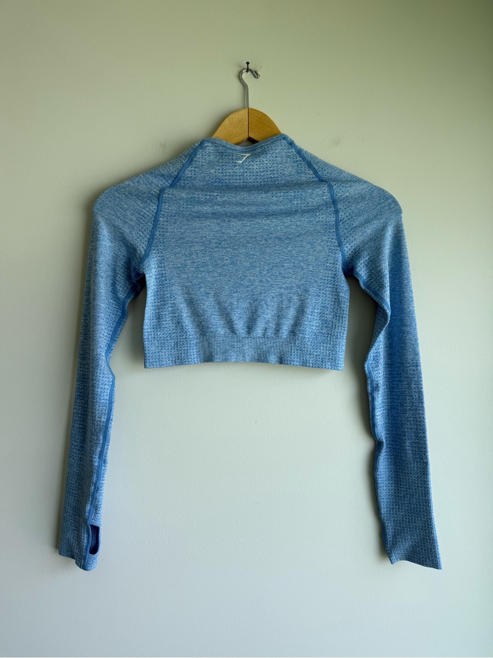 NWT Gymshark Vital Long Sleeve Crop Top Malibu Blue Marl Size Small - Picture 3 of 7